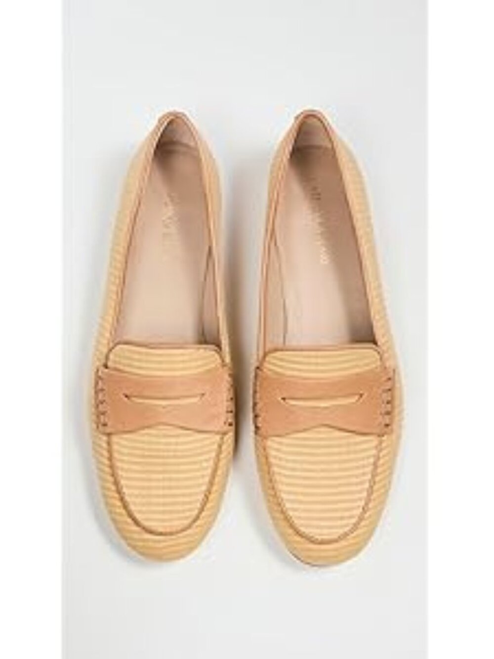 Veronica Beard Tan Raffia Penny Loafers Size 9